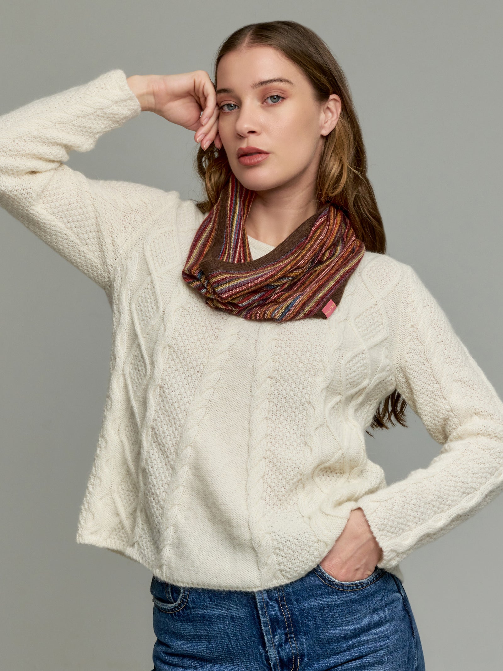 Yanis Baby Alpaca Scarf Brown Color
