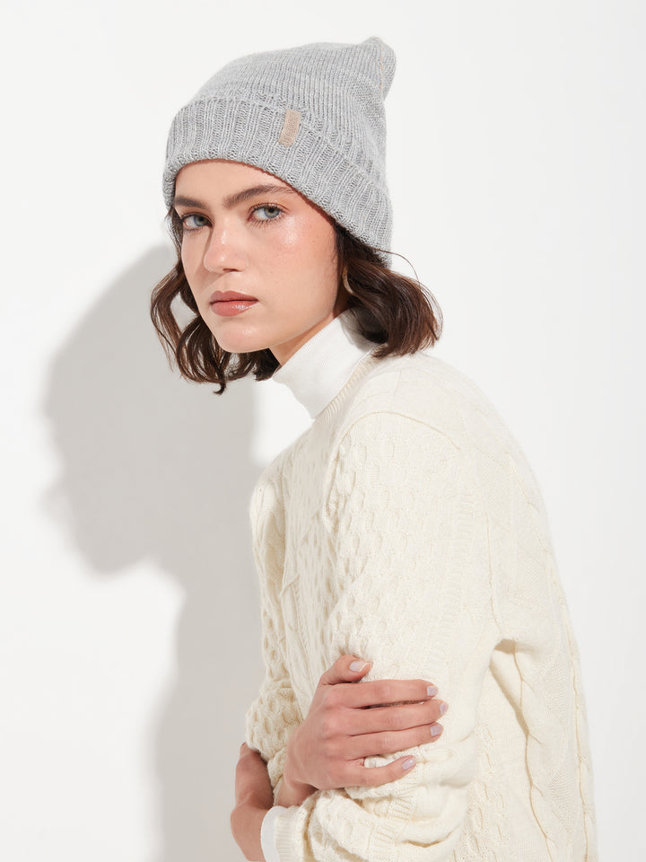 Gorro Beanie De Baby Alpaca Color Gris