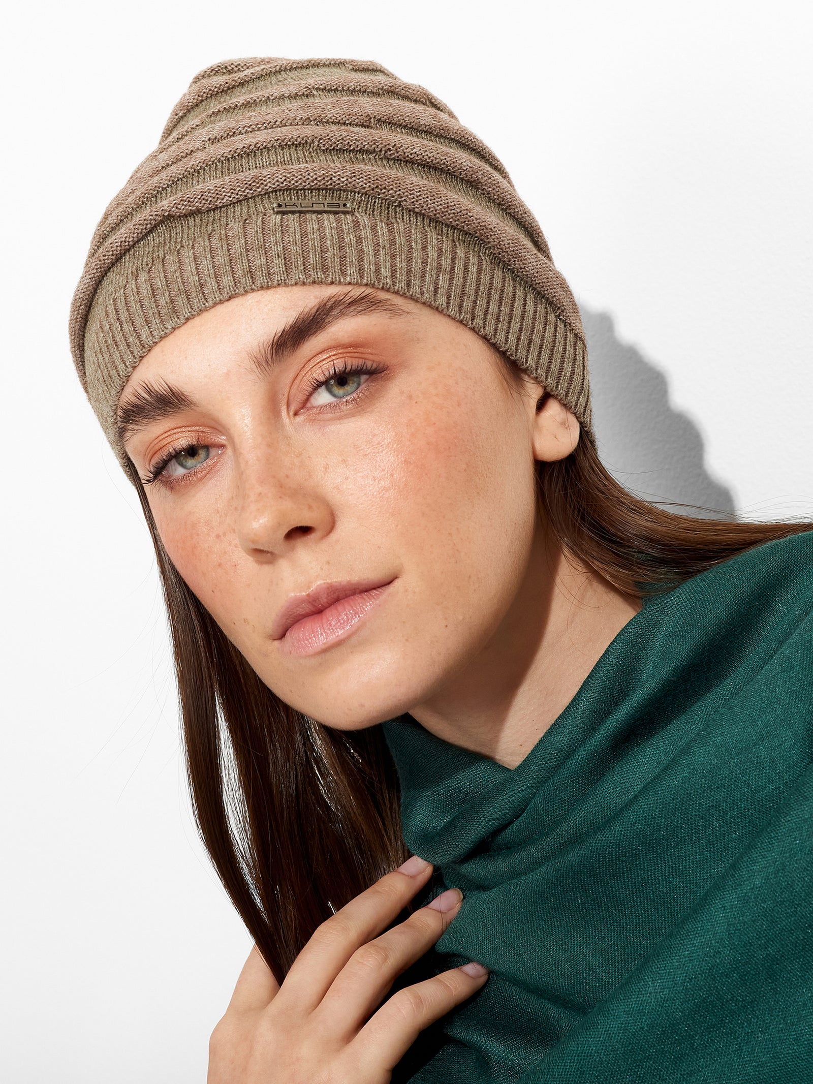 Zion Beige Cotton Beanie