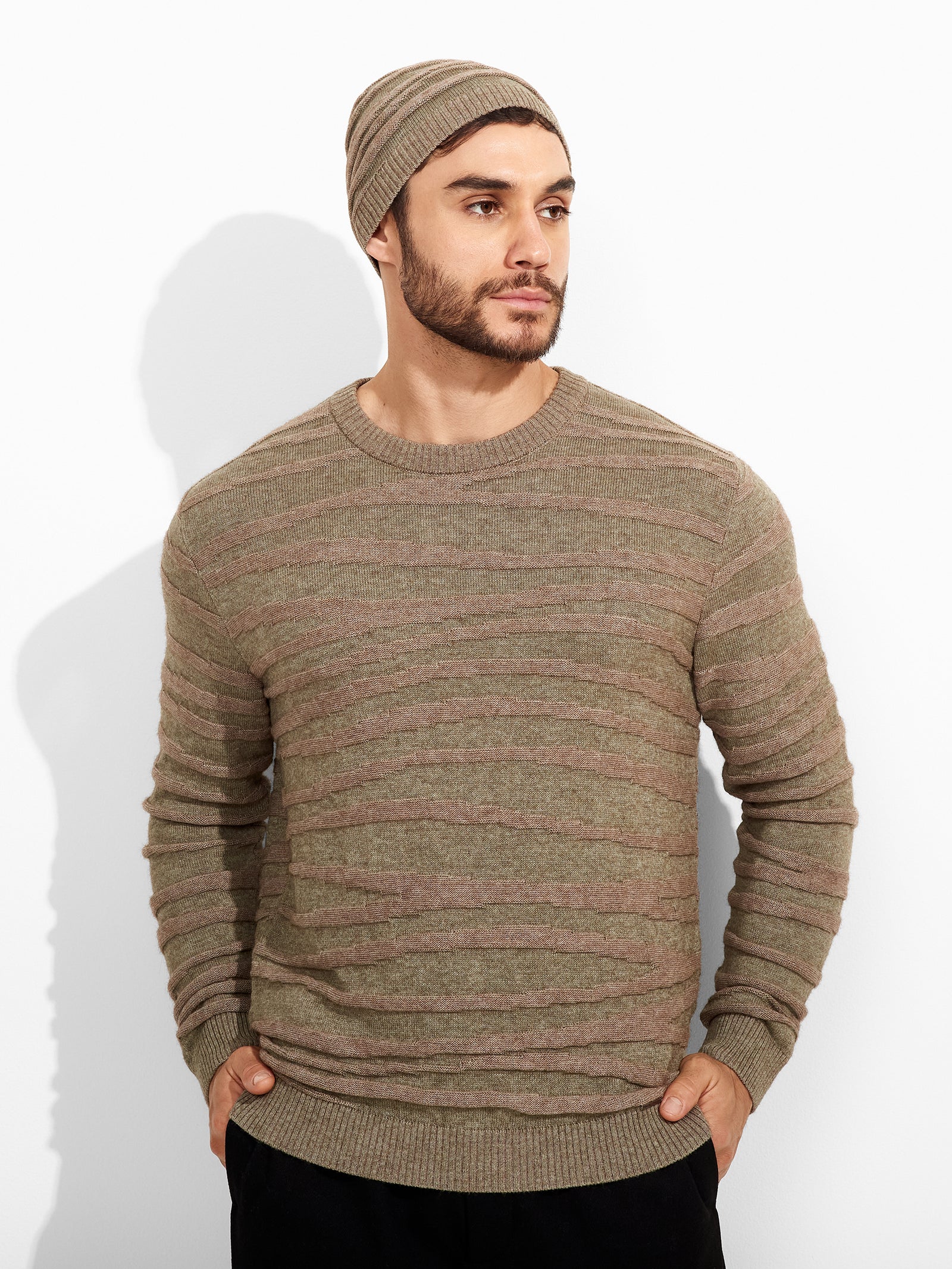 Zion Beige Cotton Beanie