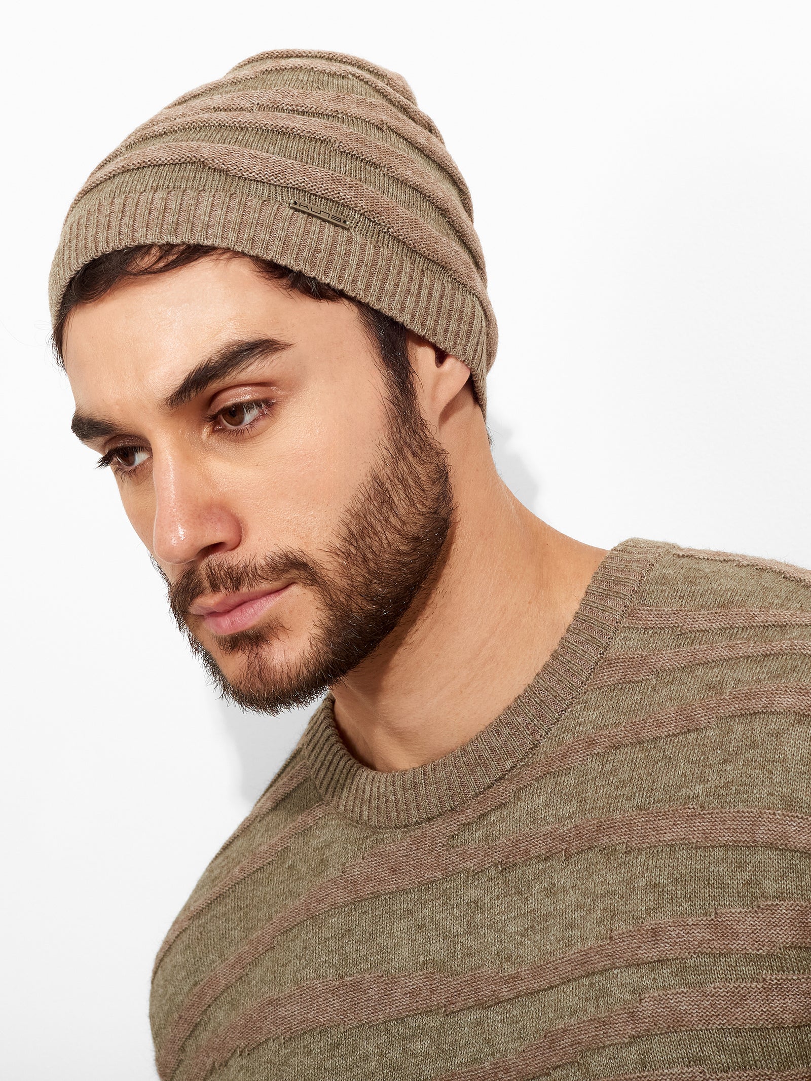 Zion Beige Cotton Beanie