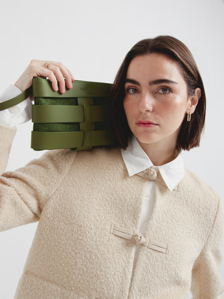 Cartera Chloe De Cuero Y Alpaca Color Verde