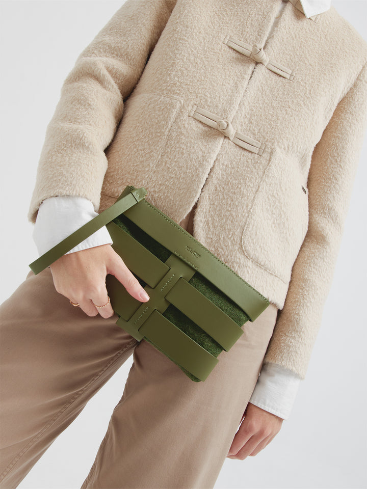 Cartera Chloe De Cuero Y Alpaca Color Verde