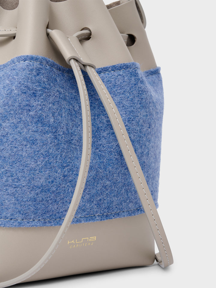 Cartera Claudia De Cuero Y Alpaca Color Celeste