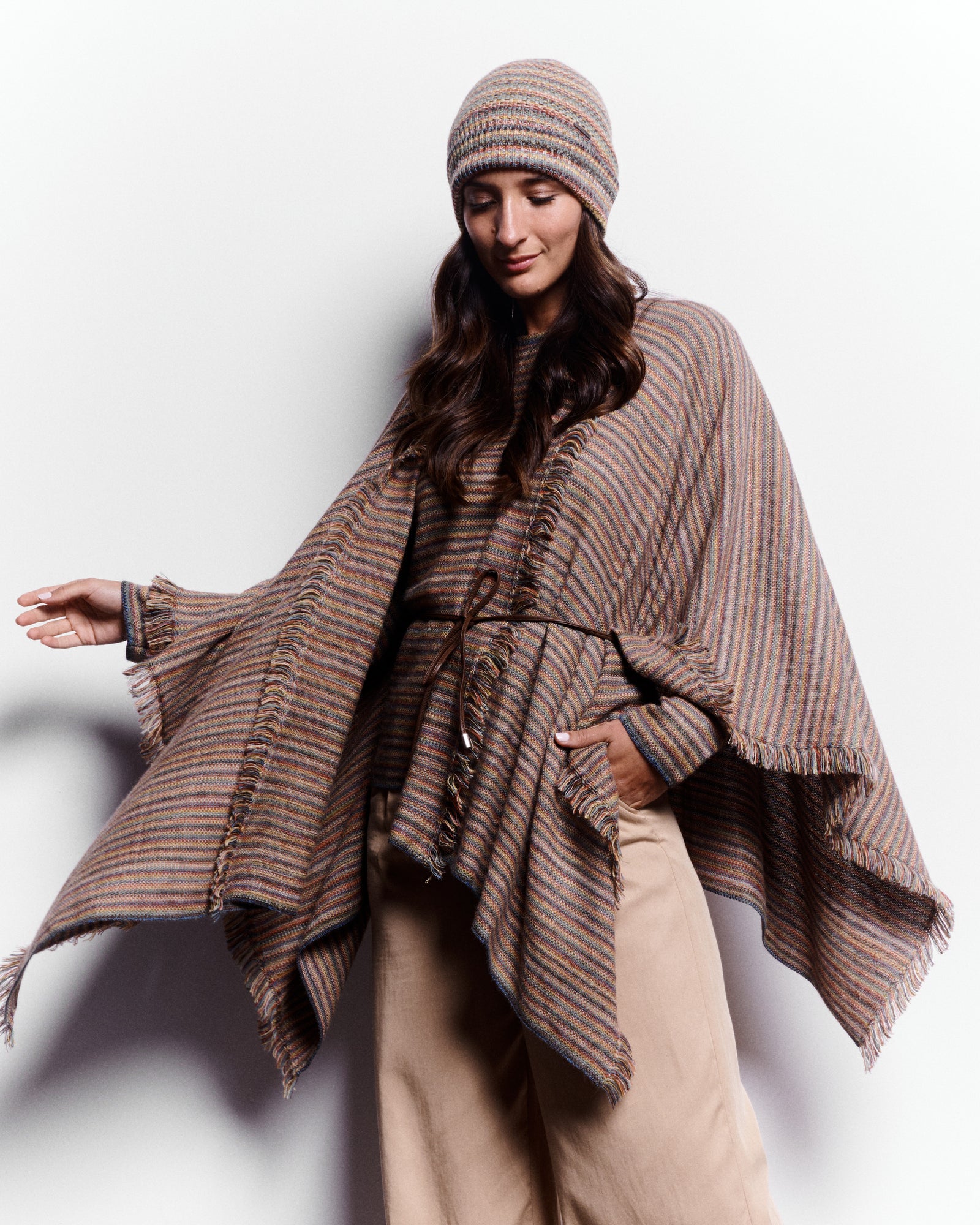 Yudith Poncho Made of Baby Alpaca in Brown Color
