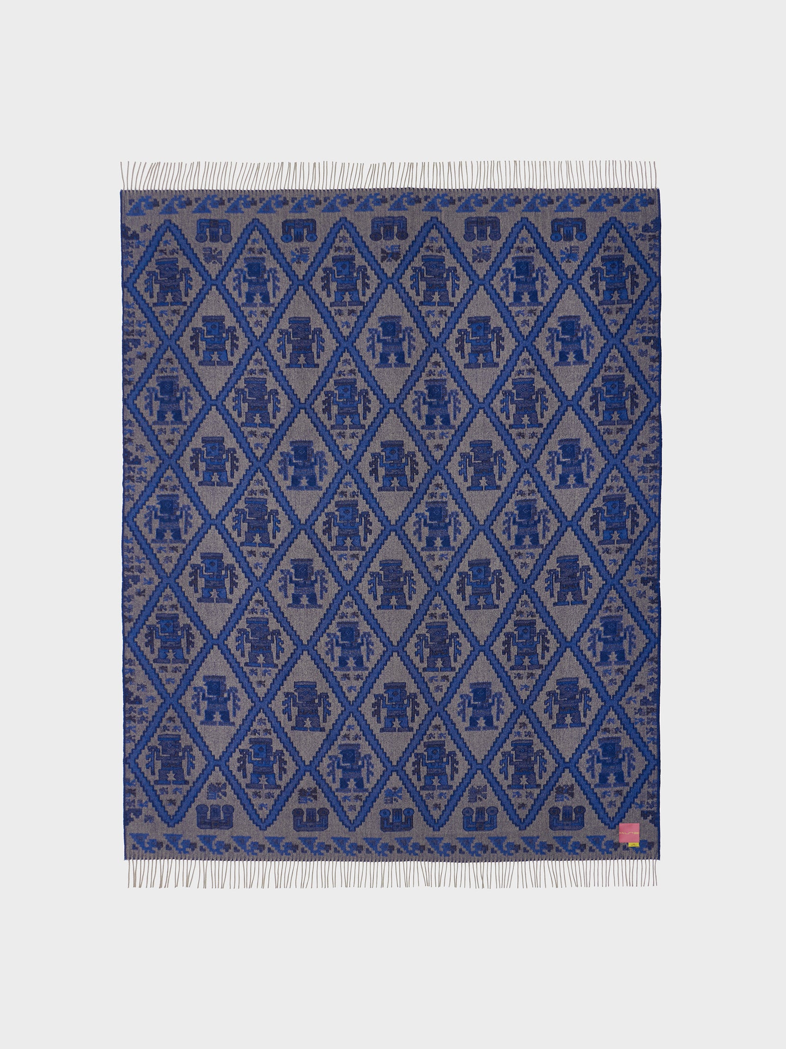 Manta Mochica - 2 De Baby Alpaca Color Azul