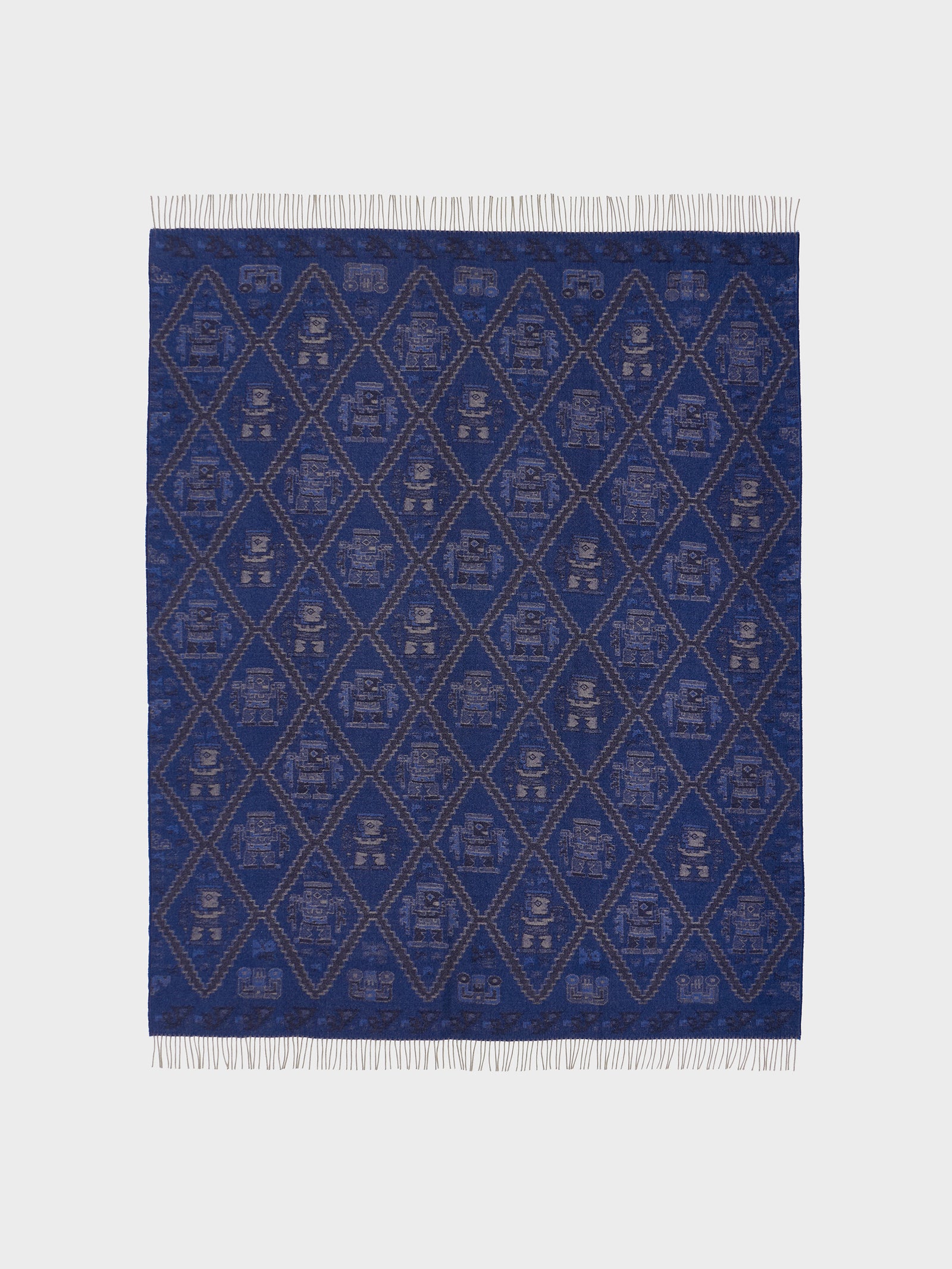Manta Mochica - 2 De Baby Alpaca Color Azul