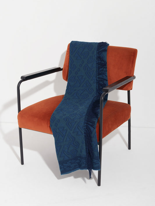 Manta Chincha - 2 De Baby Alpaca Color Azul