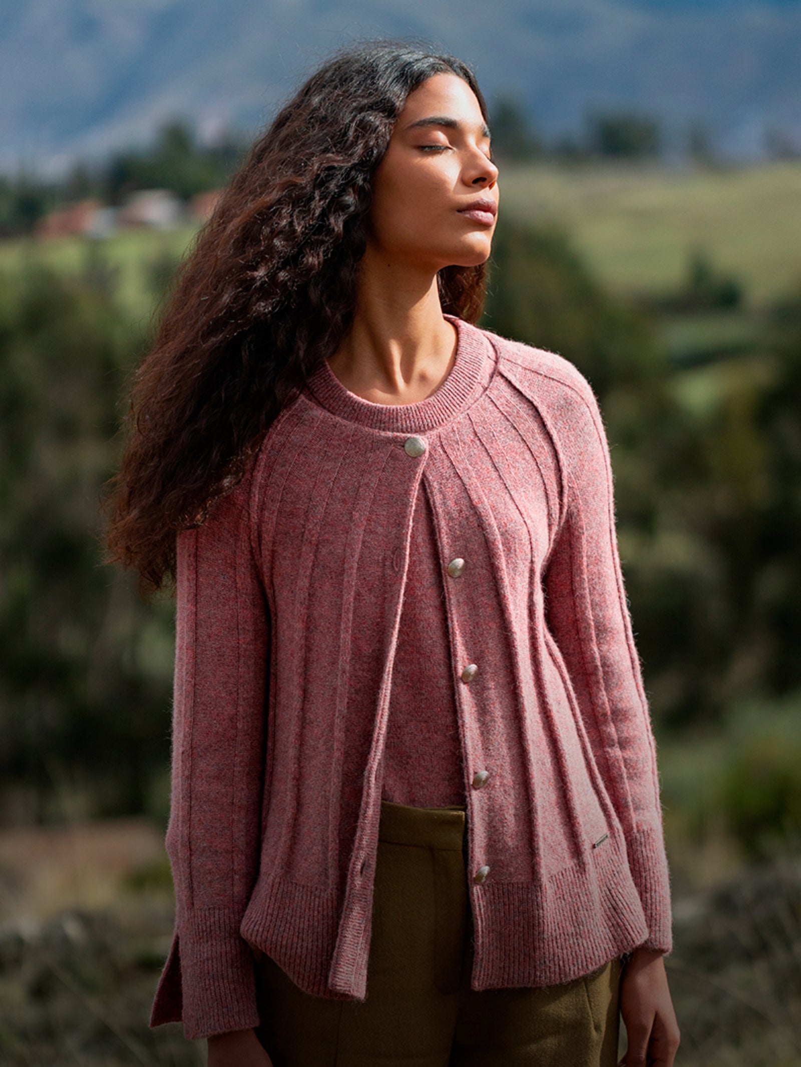 Cárdigan Zephir De Baby Alpaca Color Rosado