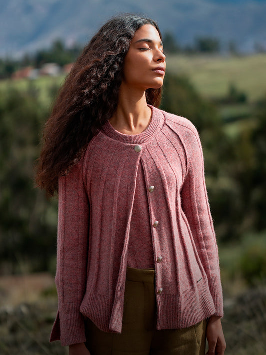 Cárdigan Zephir De Baby Alpaca Color Rosado