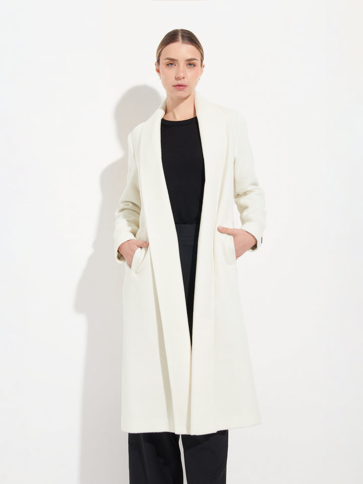 Abrigo Long Swing De Baby Alpaca Color Ecru