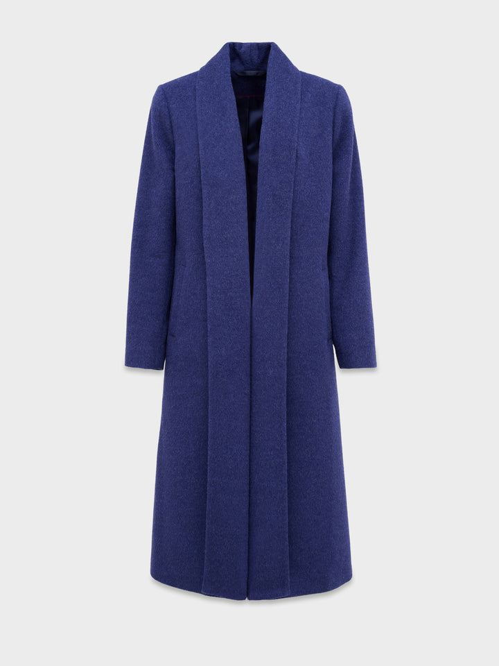 Abrigo Long Swing De Baby Alpaca Color Azul