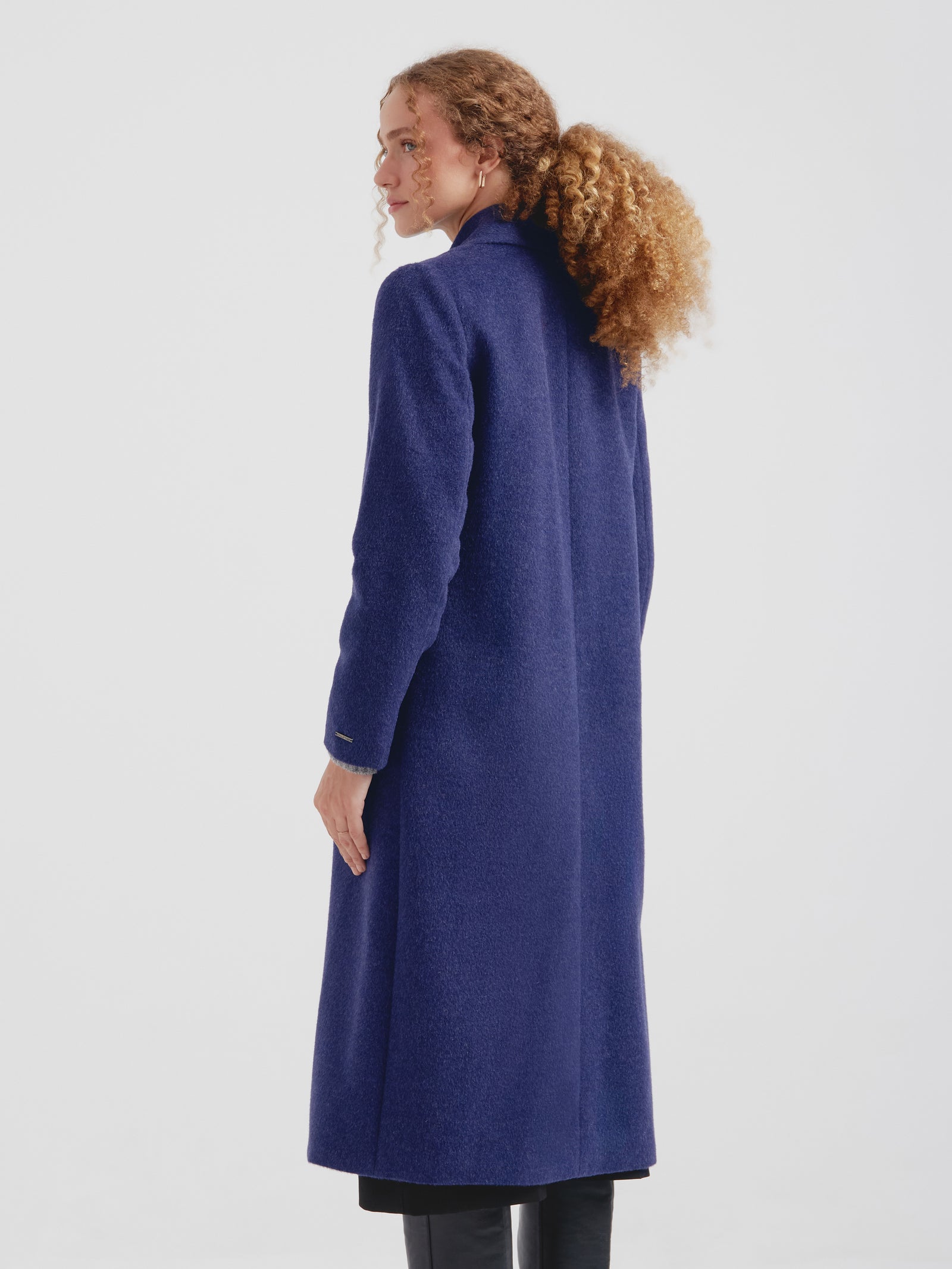 Abrigo Long Swing De Baby Alpaca Color Azul