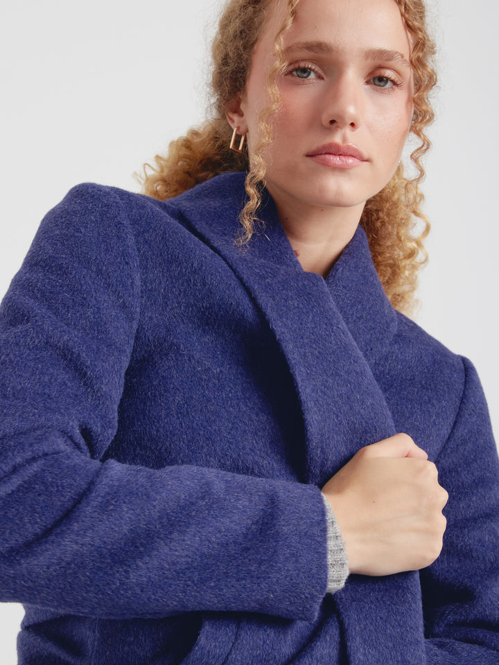 Abrigo Long Swing De Baby Alpaca Color Azul