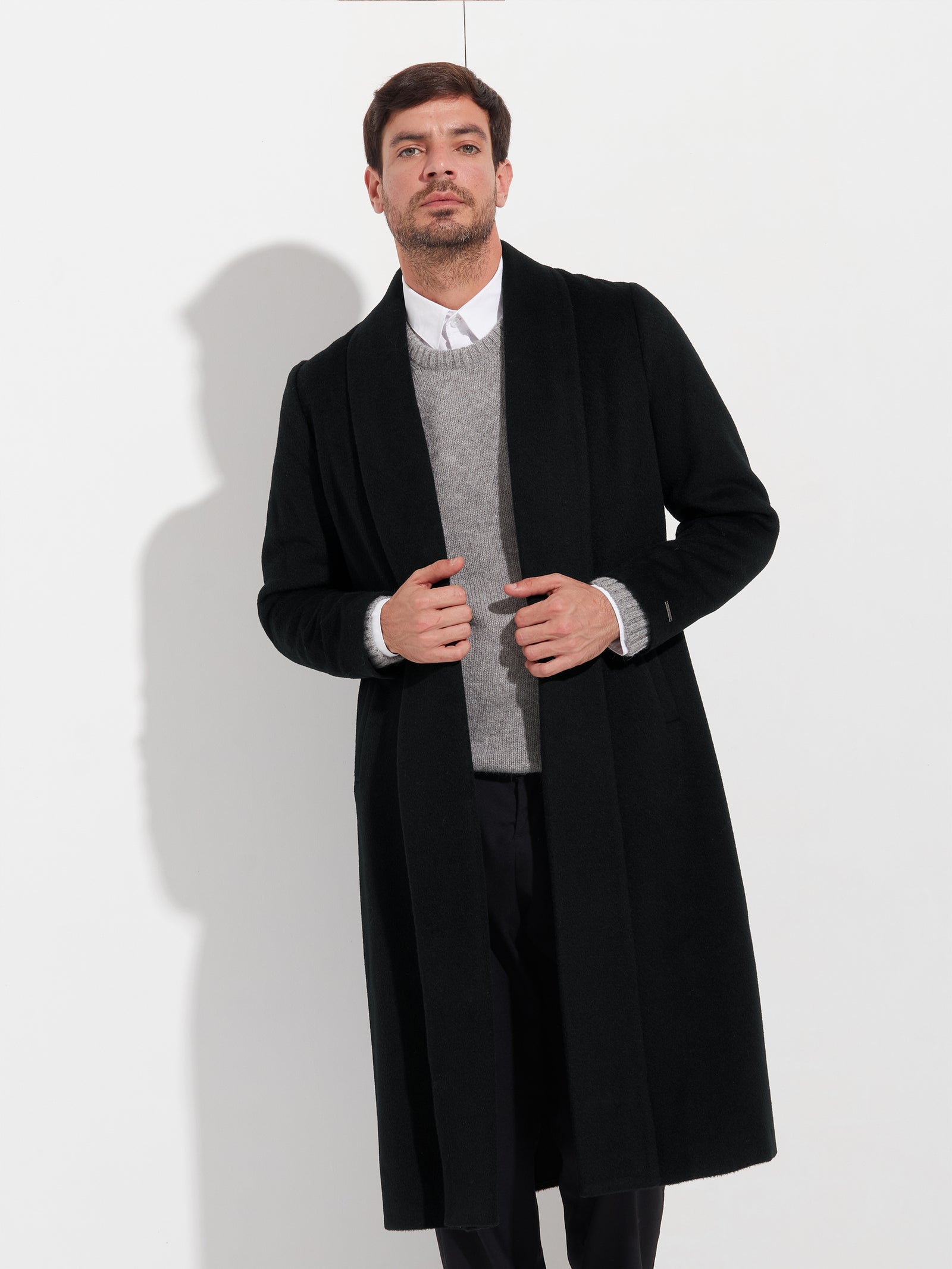 Abrigo Long Swing De Baby Alpaca Color Negro