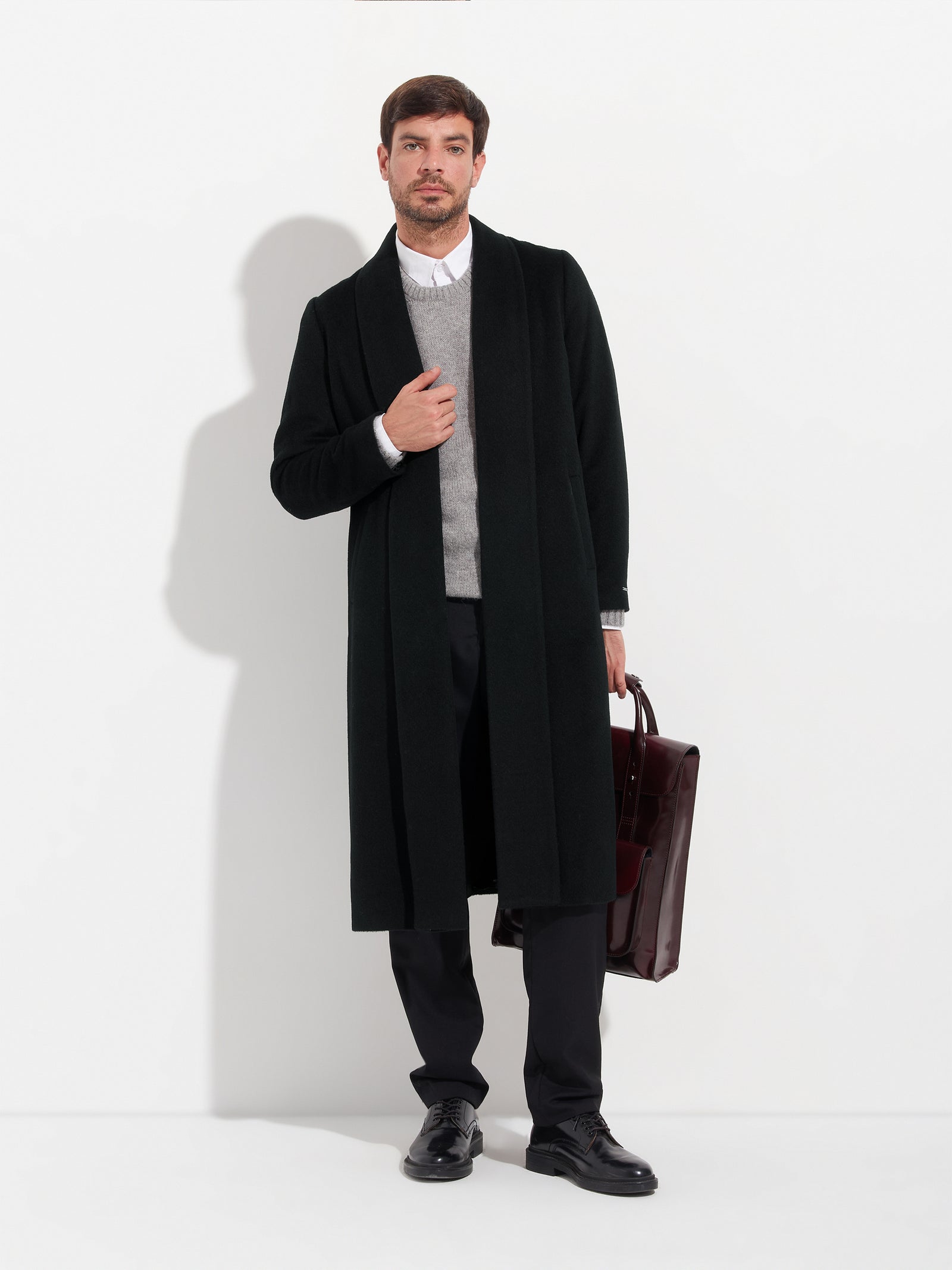 Abrigo Long Swing De Baby Alpaca Color Negro