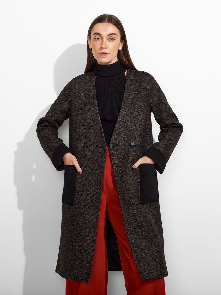 Abrigo Zeyad De Lana Y Baby Alpaca Color Gris