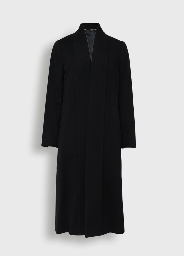 Abrigo Long Swing De Vicuña Color Negro