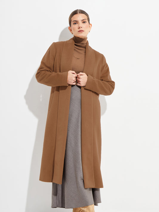 Camel-colored Vicuña Long Swing Coat