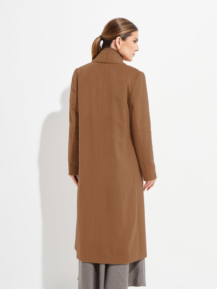 Abrigo Long Swing De Vicuña Color Camel