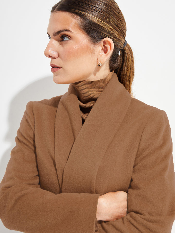 Abrigo Long Swing De Vicuña Color Camel