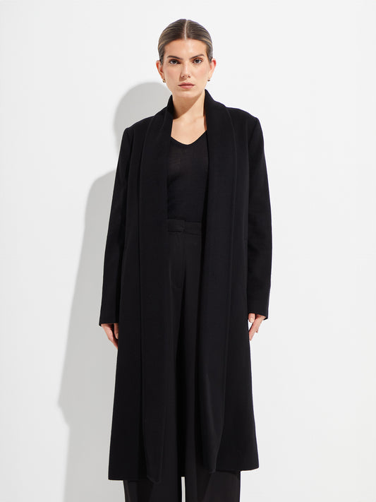 Long Swing Vicuña Coat in Black