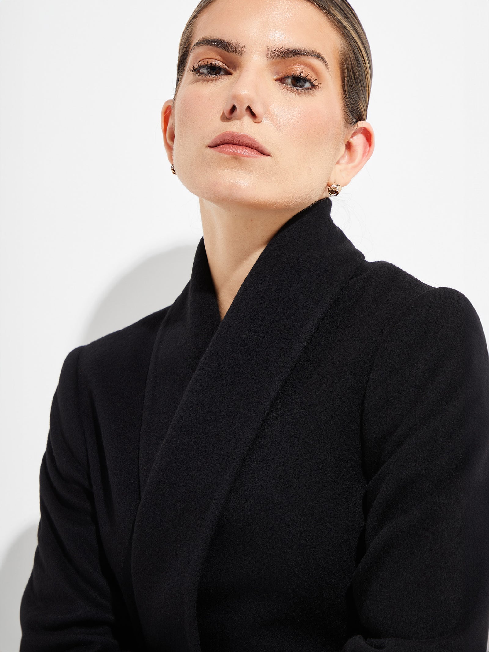 Long Swing Vicuña Coat in Black