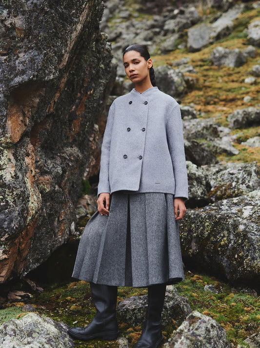 Saco Zumilda De Baby Alpaca Color Gris
