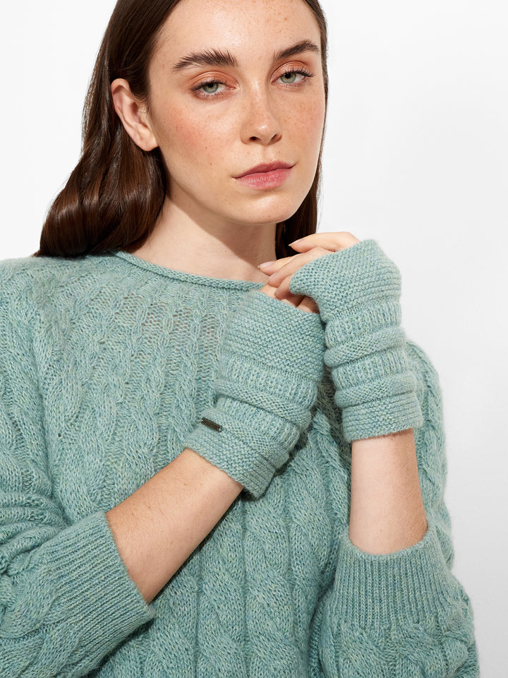 Guantes Zada De Baby Alpaca Color Celeste