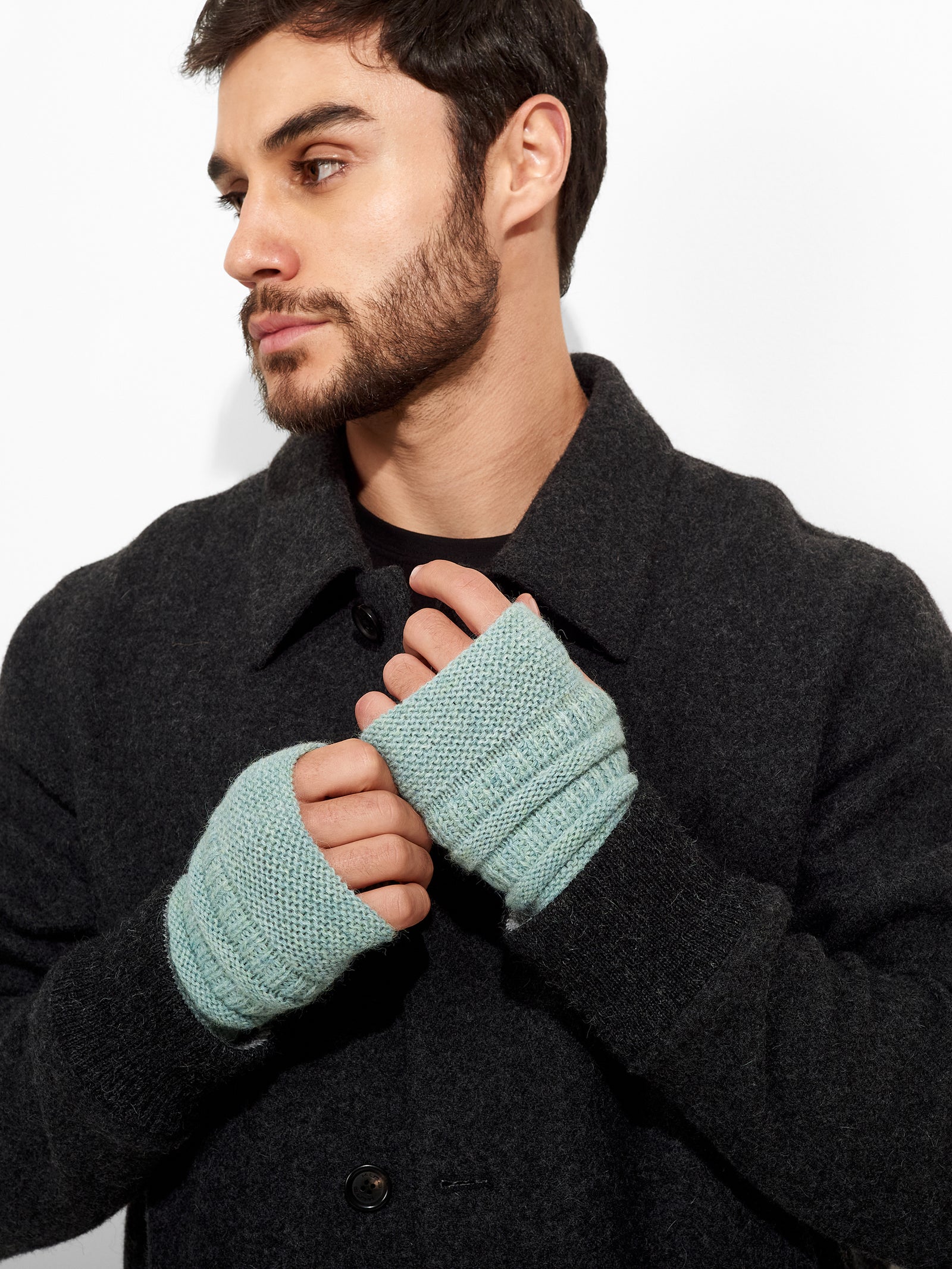 Guantes Zada De Baby Alpaca Color Celeste