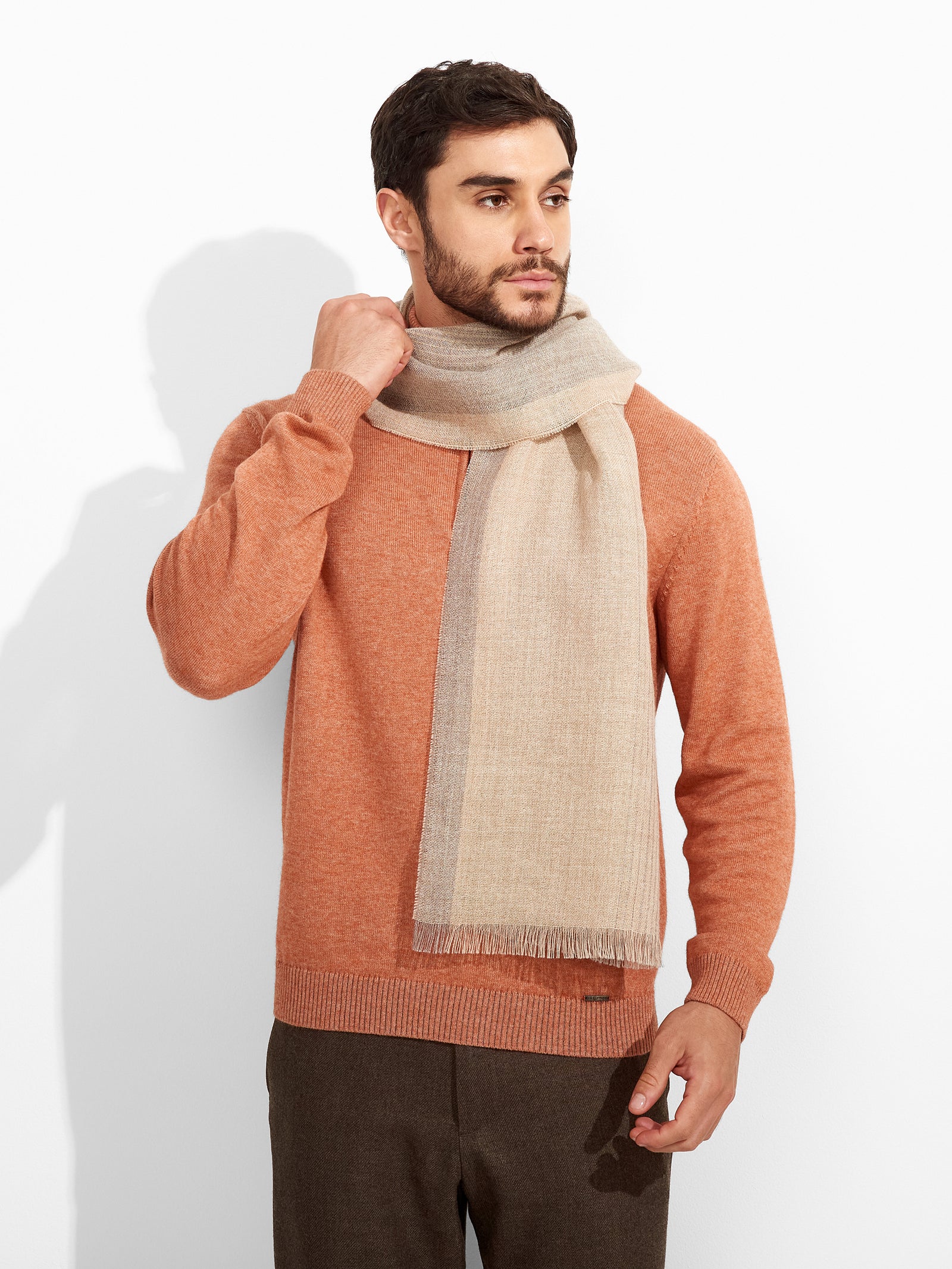 Baby Alpaca Fishing Stole in Grey