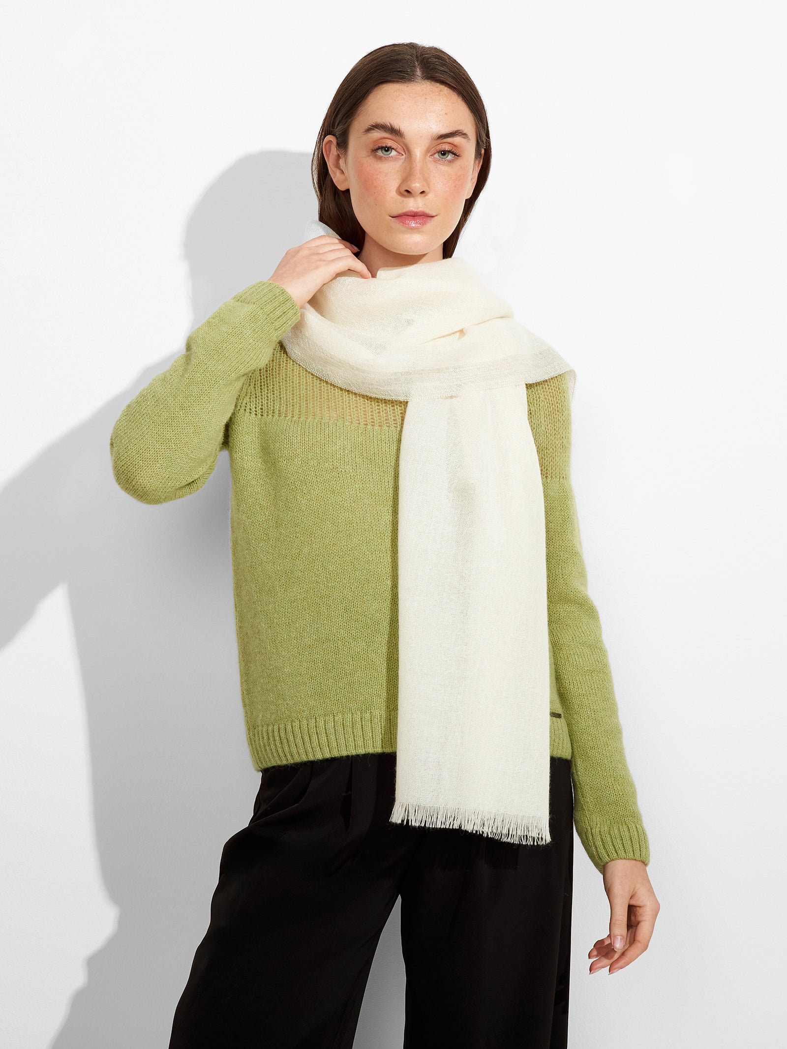 Ecru Baby Alpaca Rum Stole