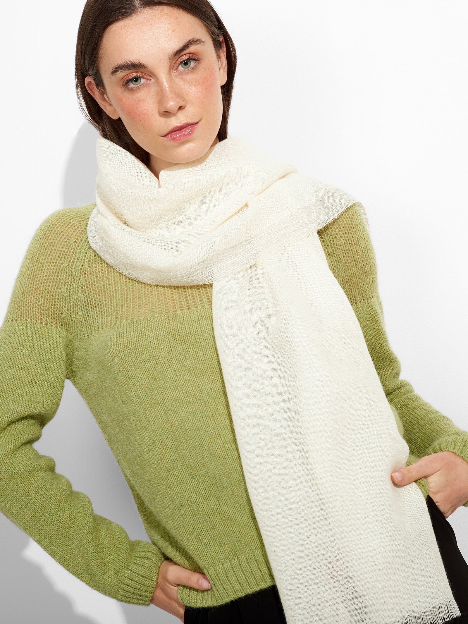Ecru Baby Alpaca Rum Stole