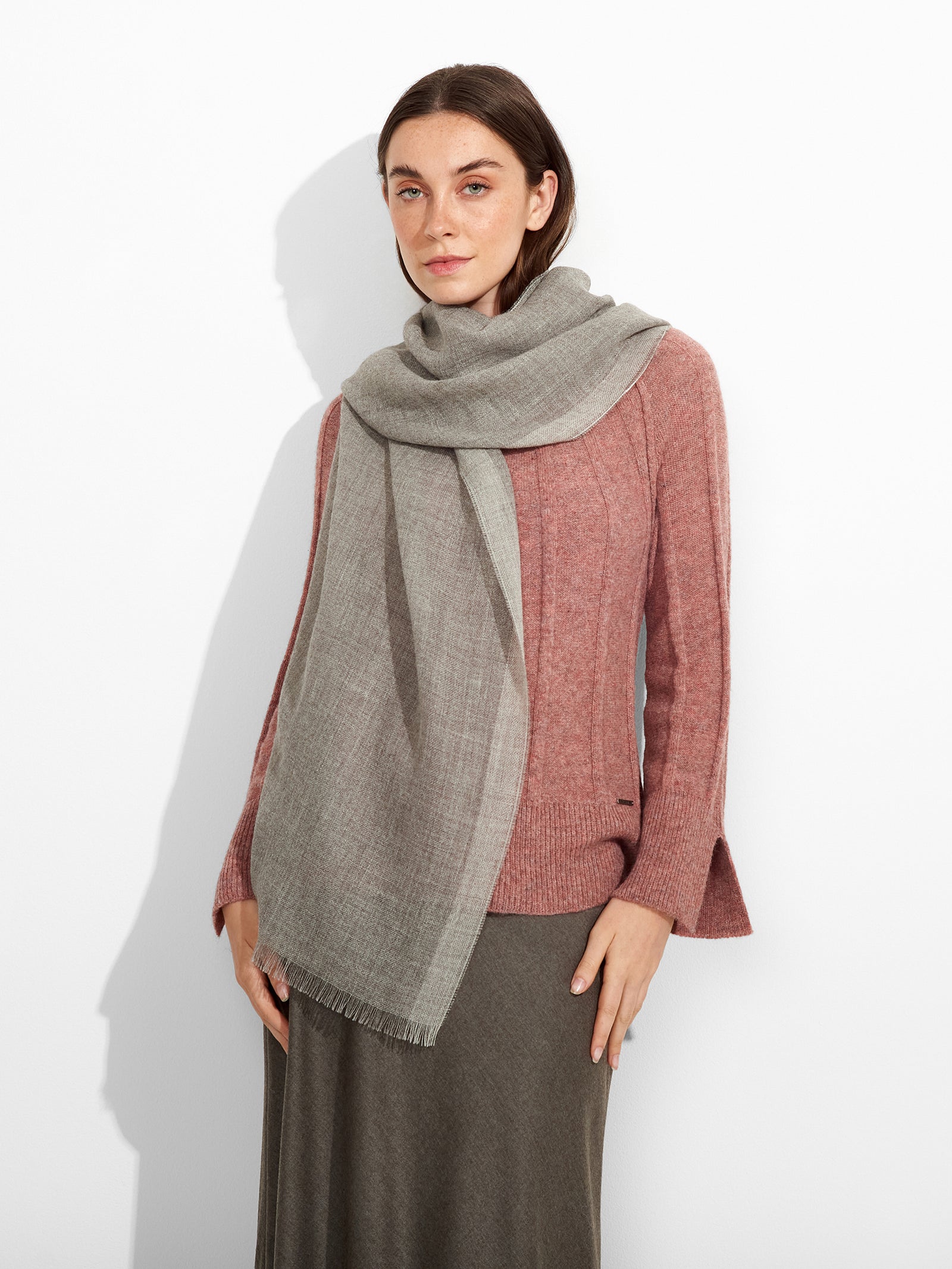Baby Alpaca Rum Stole in Gray
