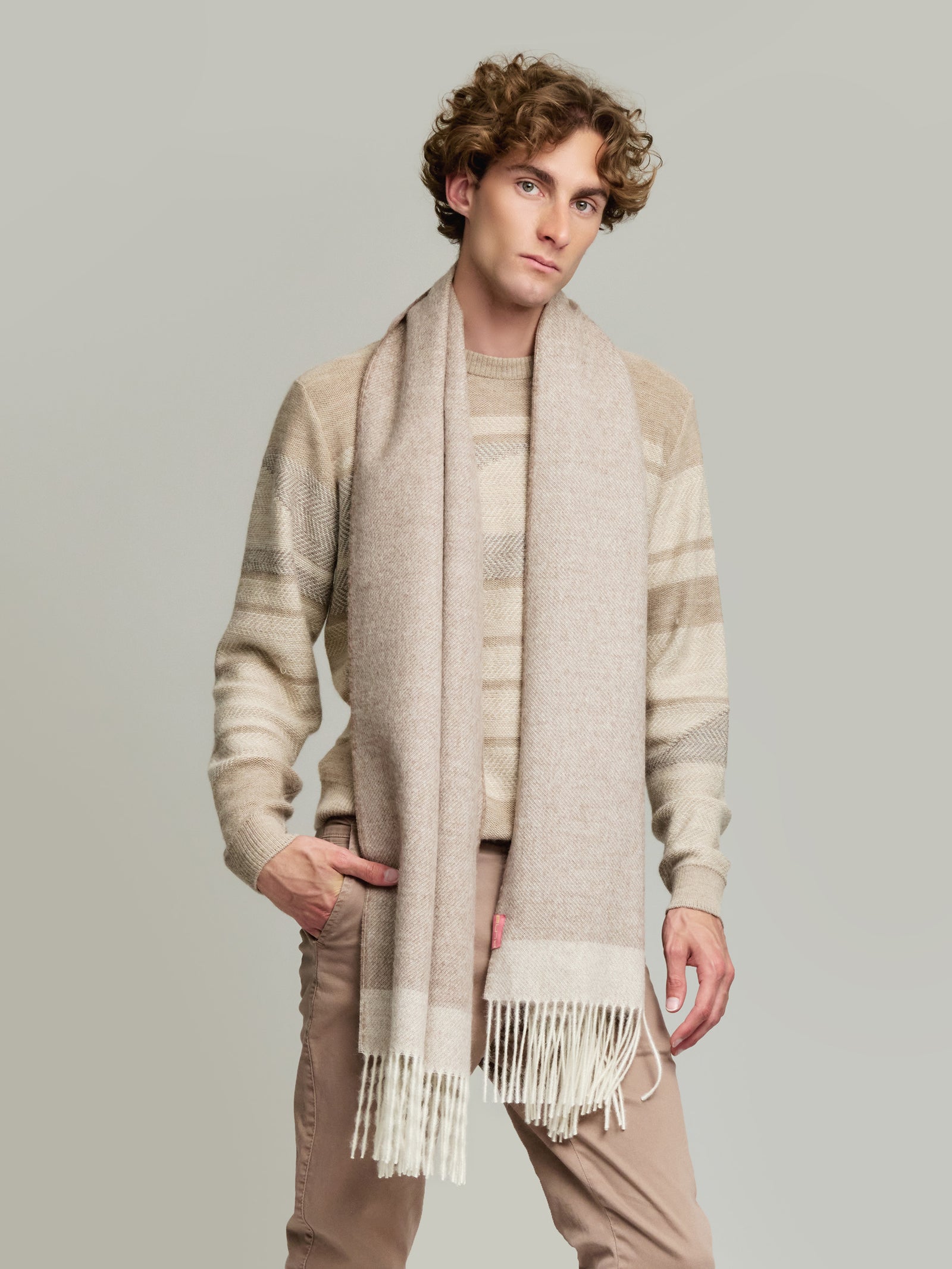 Yanely Stole Made of Baby Alpaca in Brown Color
