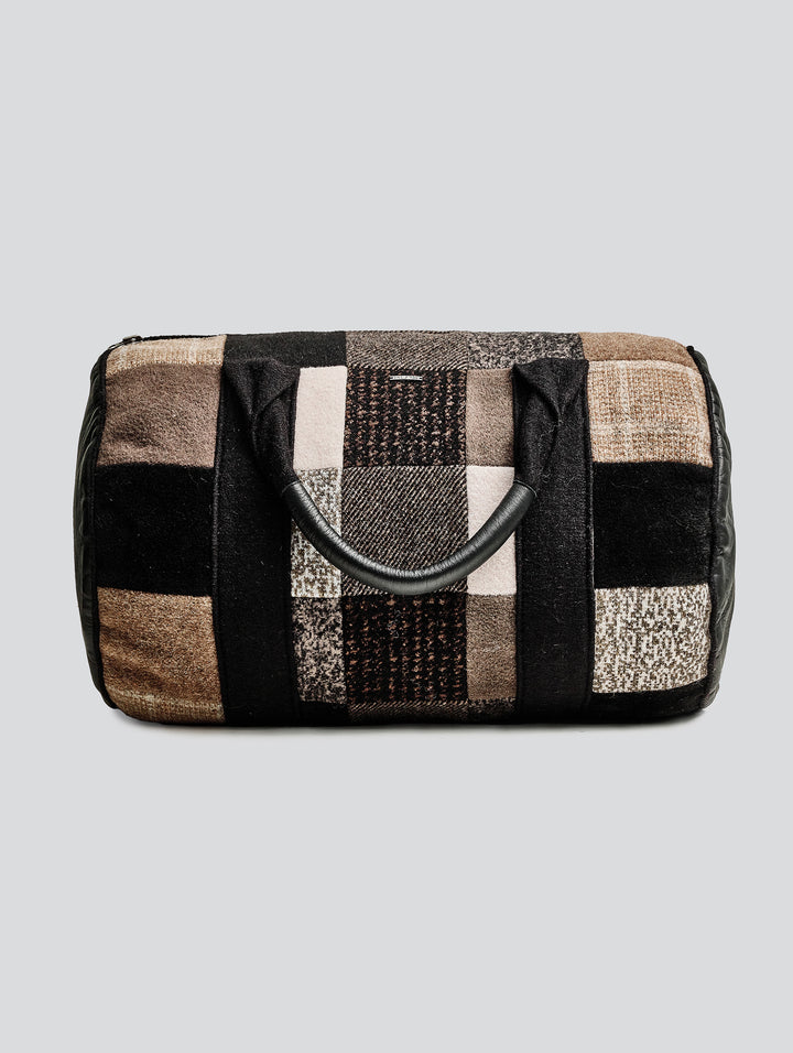 Bolso Maletin Patchwork De Alpaca Color Gris
