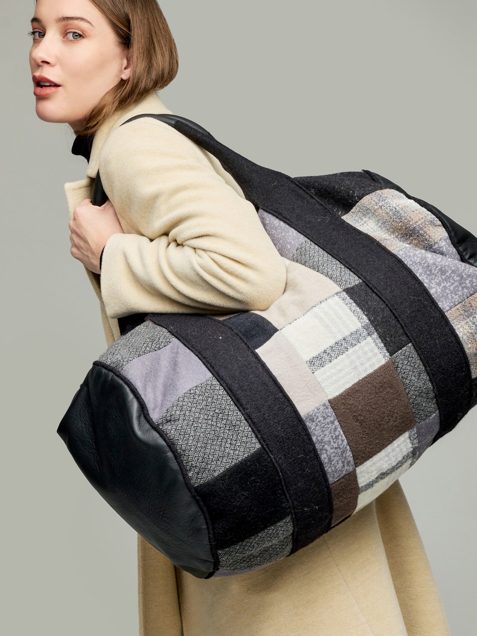 Alpaca Patchwork Briefcase Black