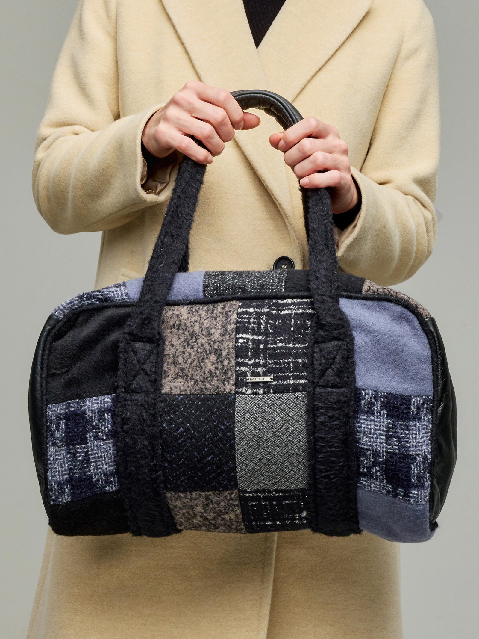 Black Alpaca Patchwork Medium Tote Bag