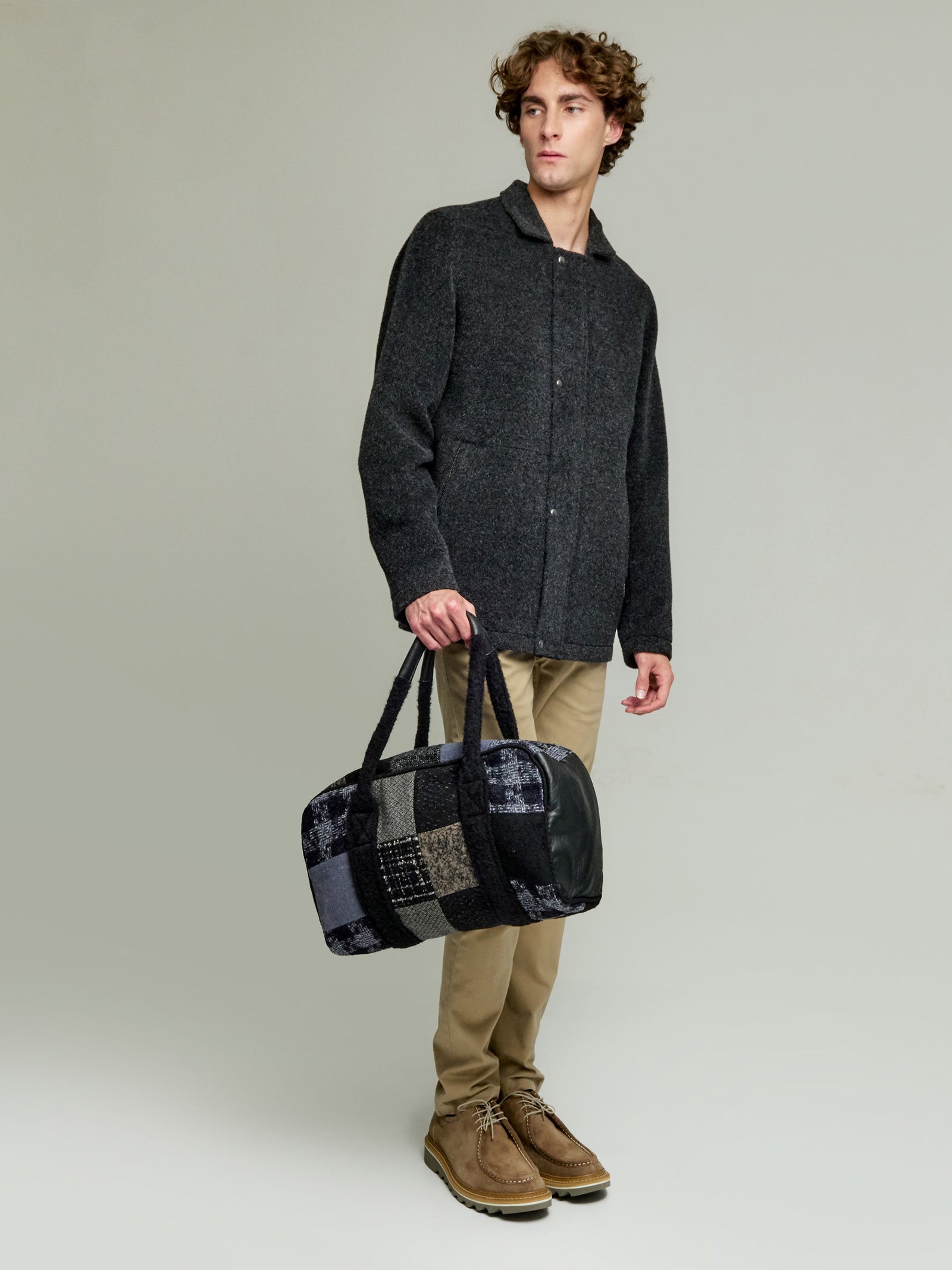 Black Alpaca Patchwork Medium Tote Bag