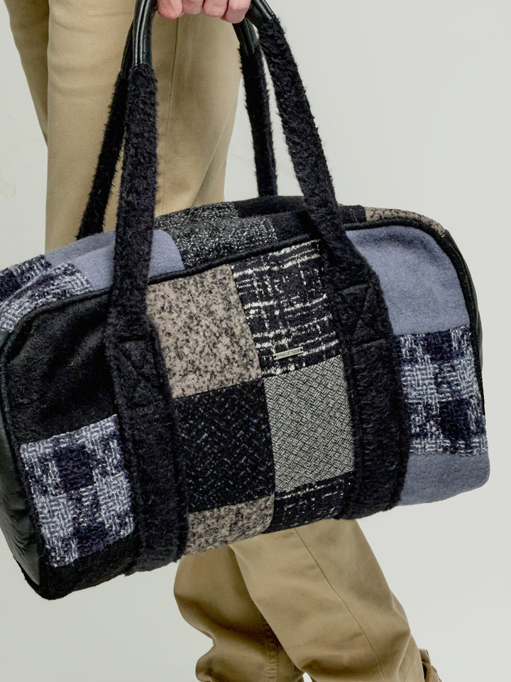 Bolso Bolso Mediano Patchwork De Alpaca Color Negro