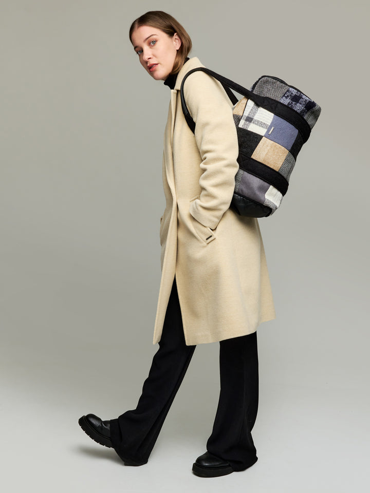 Bolso Bolso Mediano Patchwork De Alpaca Color Gris