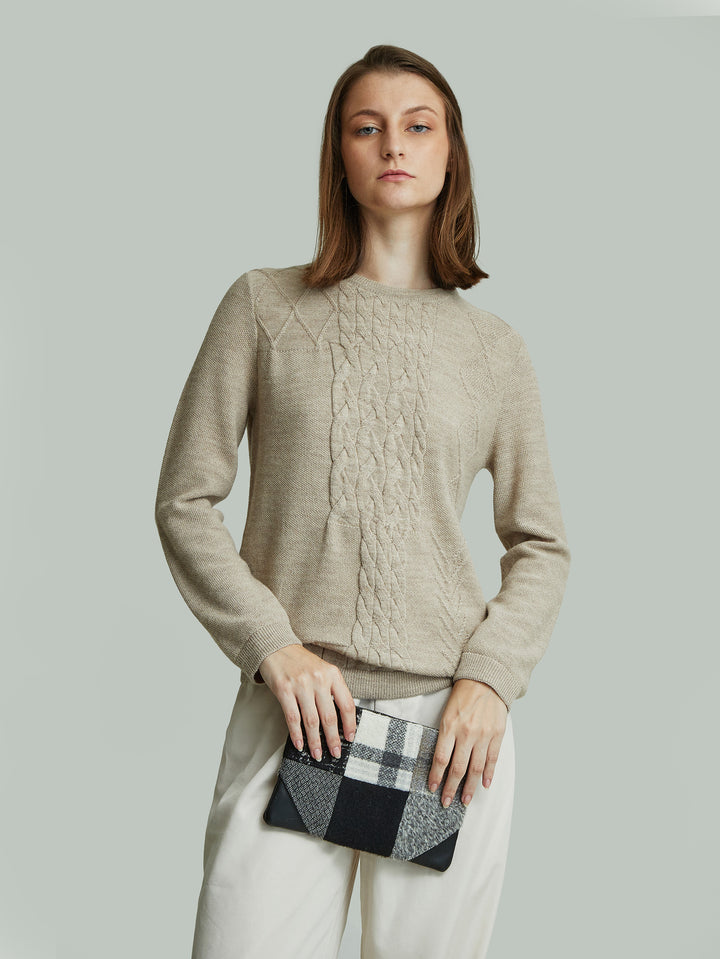 Cartera Clutch Patchwork De Alpaca Y Lana Color Gris