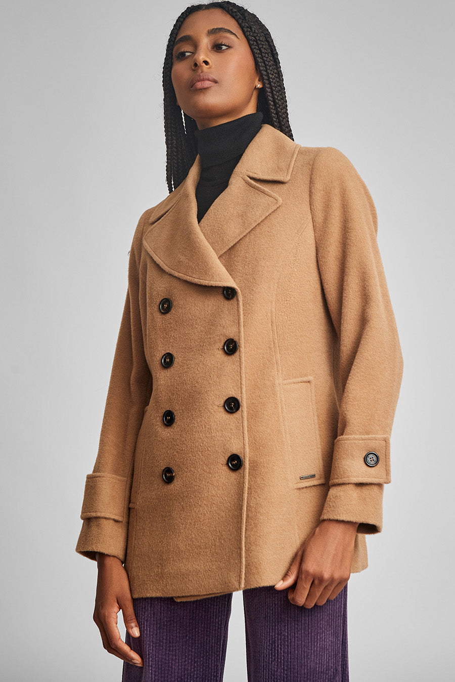Saco Peacoat De Baby Alpaca Color Camel