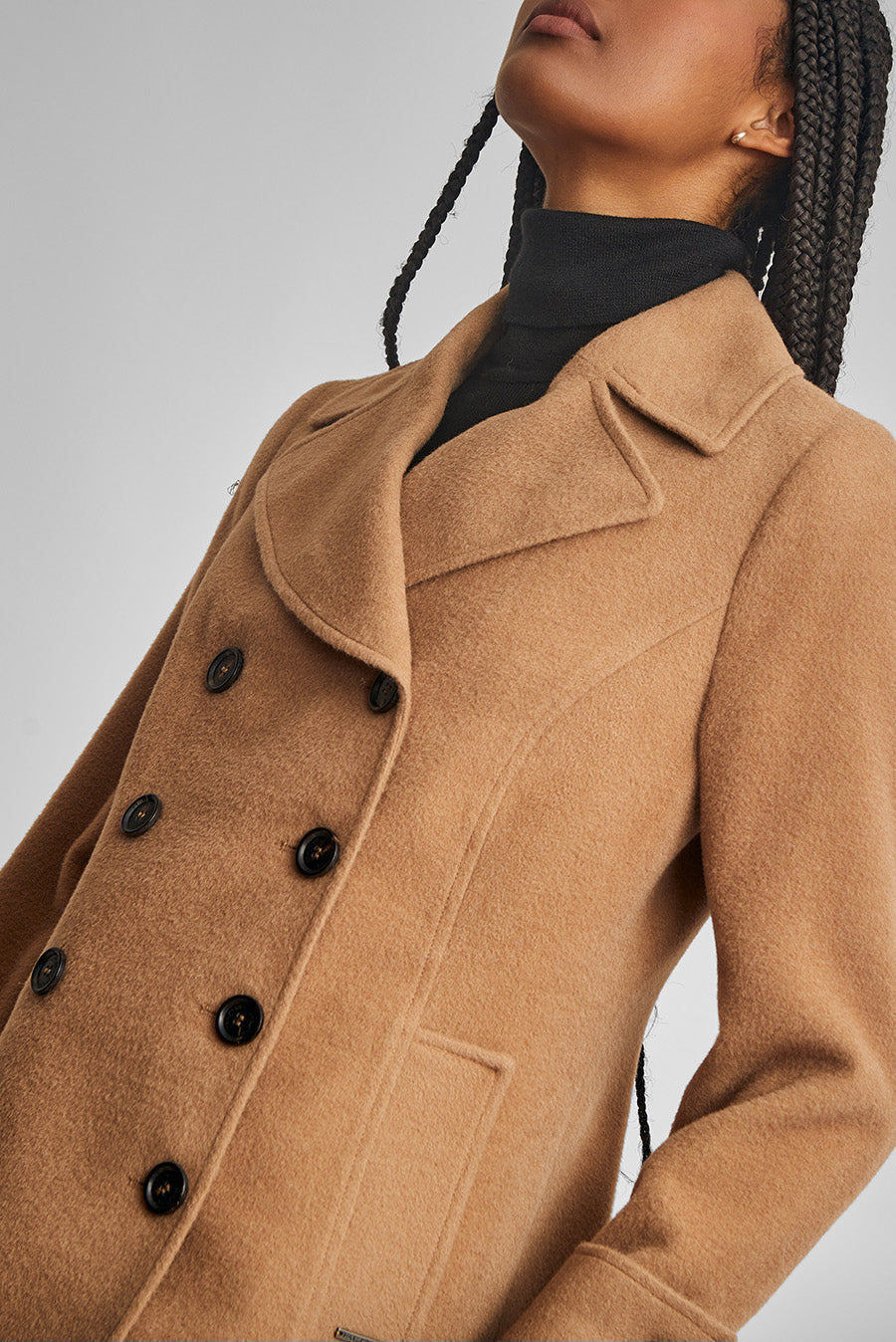 Saco Peacoat De Baby Alpaca Color Camel