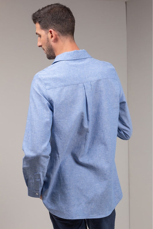 Camisa Udito De Lino Color Azul
